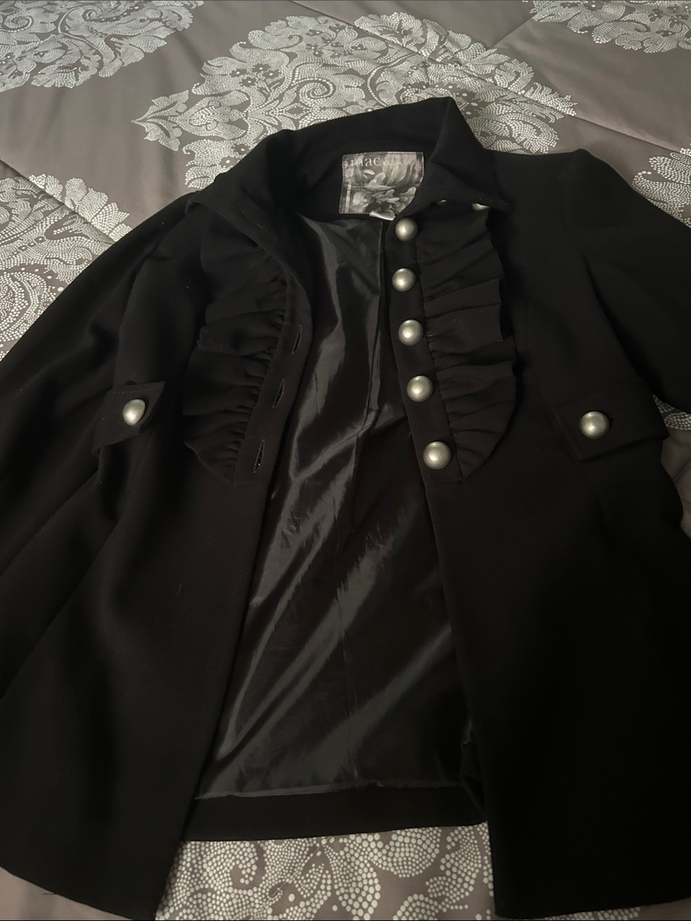 mac & jac Black Ruffled Front jacket with Silver Buttons - Picture 10 of 11